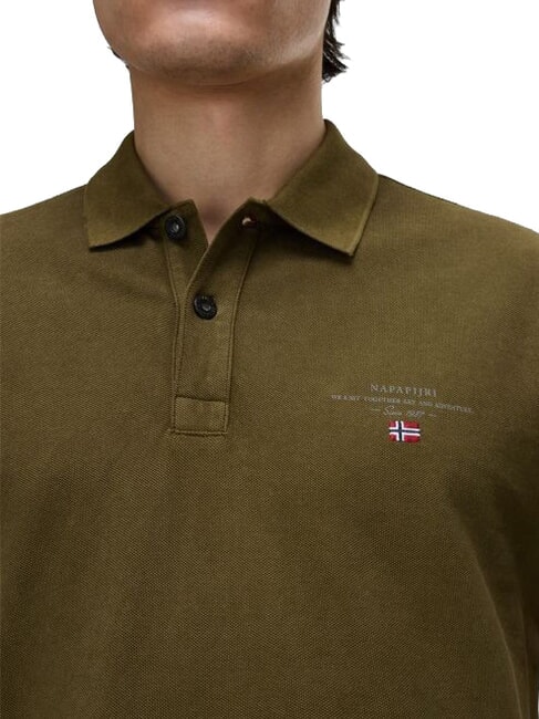 ELBAS 4 Polo en coton &agrave; manches courtes olive fonc&eacute; - chemise polo