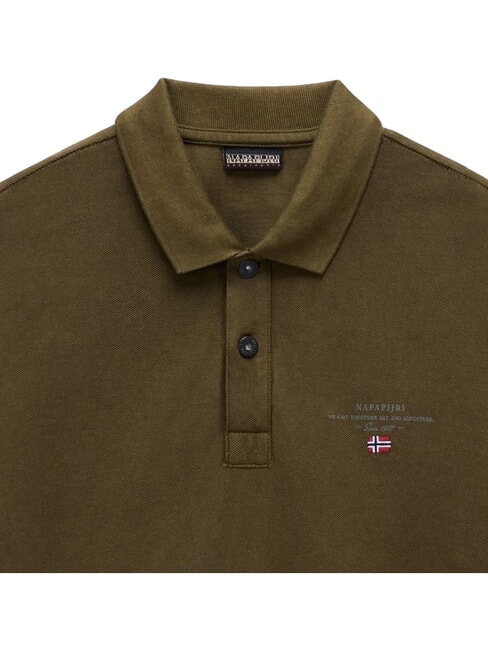 ELBAS 4 Polo en coton &agrave; manches courtes olive fonc&eacute; - chemise polo
