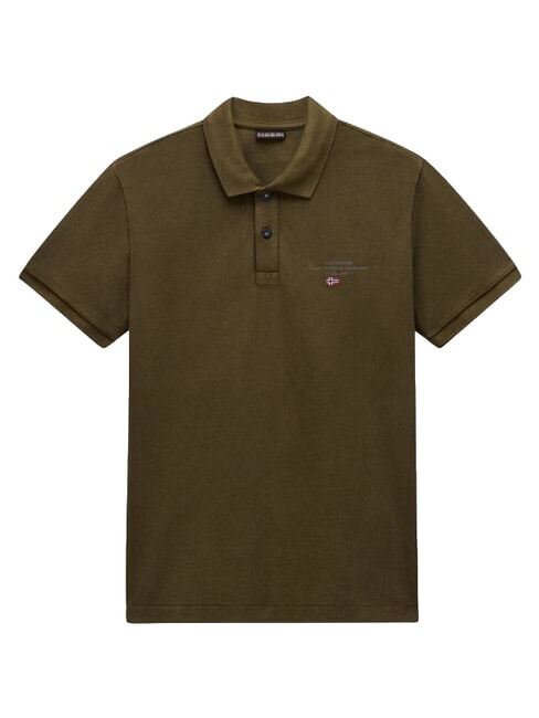ELBAS 4 Polo en coton &agrave; manches courtes olive fonc&eacute; - chemise polo