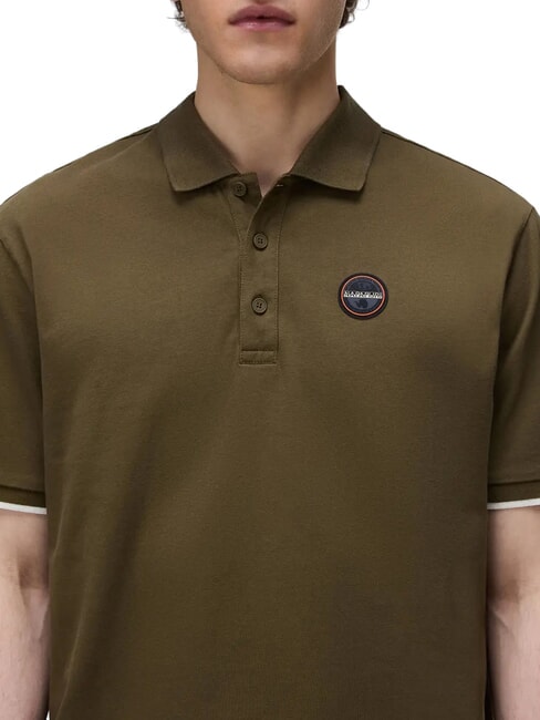 E-BADGE SS 1 polo &agrave; manches courtes olive fonc&eacute; - chemise polo