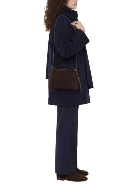 ALIFA Sac &agrave; main avec bandouli&egrave;re, en cuir moka - Sacs pour Femme