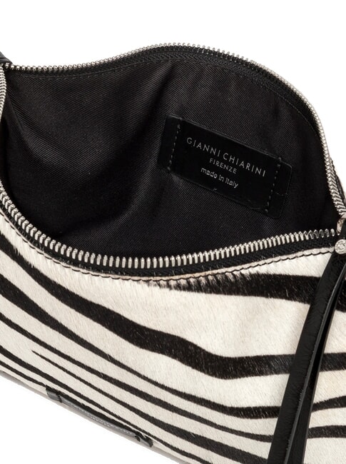HERMY Pochette en peau de poney z&egrave;bre noir et blanc - Sacs pour Femme