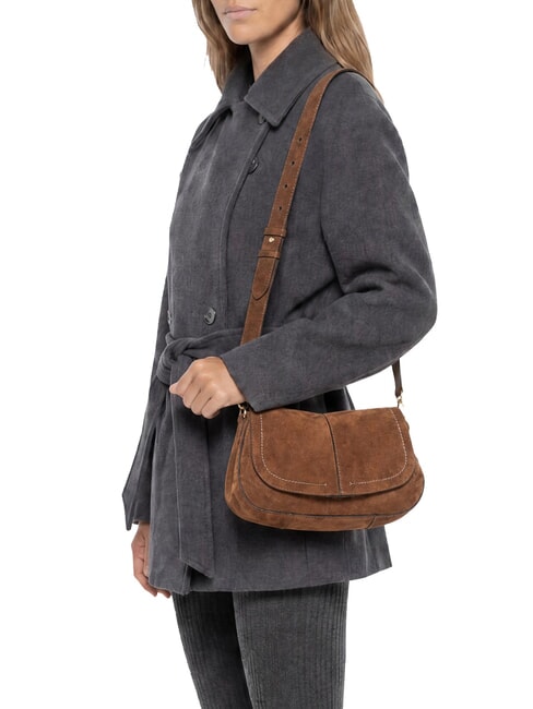 HELENA ROUND sac bandouli&egrave;re en cuir Cognac - Sacs pour Femme