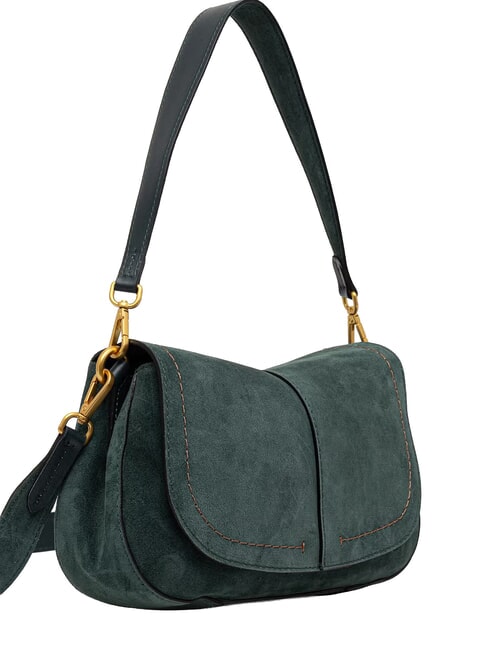 HELENA ROUND Sac bandouli&egrave;re en cuir vert velours - Sacs pour Femme