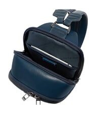 PIQUADRO VICTOR Sac &agrave; dos en cuir &agrave; une bandouli&egrave;re bleu - Sacs &agrave; dos pour ordinateur portable - 4