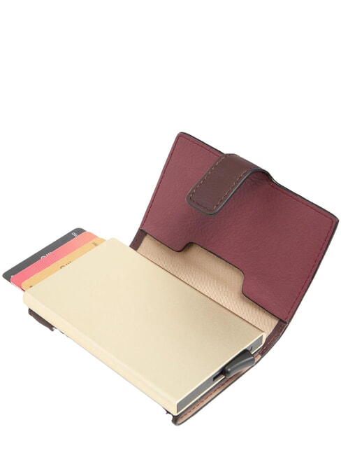 CIRCLE porte-cartes en cuir bordeaux/rose - Portefeuilles Homme