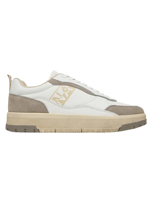 S5DUST01 Baskets en cuir blanc/beige - Chaussures Homme