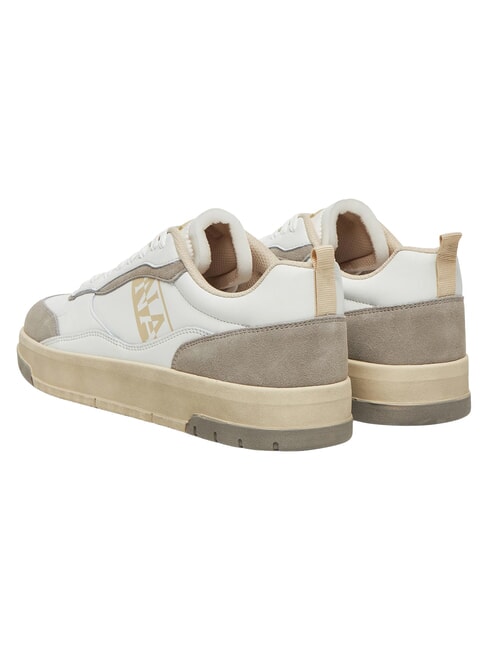 S5DUST01 Baskets en cuir blanc/beige - Chaussures Homme