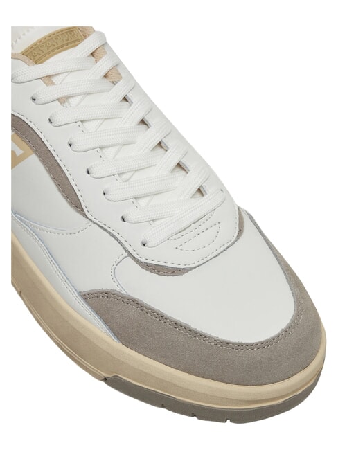 S5DUST01 Baskets en cuir blanc/beige - Chaussures Homme