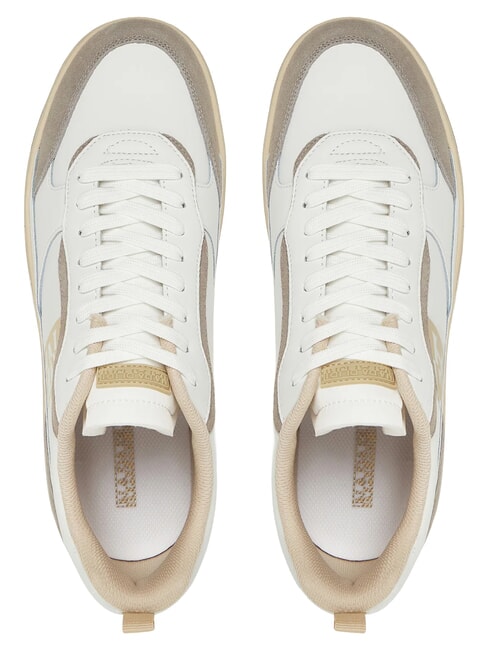 S5DUST01 Baskets en cuir blanc/beige - Chaussures Homme