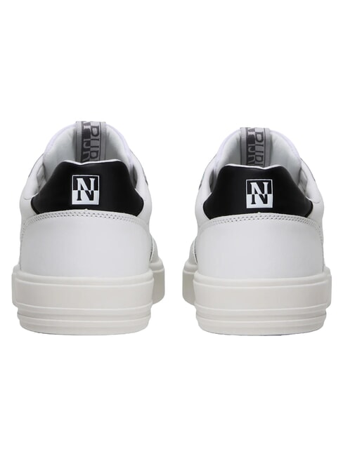 S5BARK12 Baskets en cuir blanc/noir - Chaussures Homme