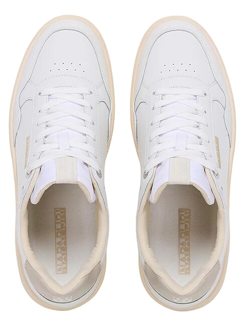 S5BARK12 Baskets en cuir blanc/beige - Chaussures Homme