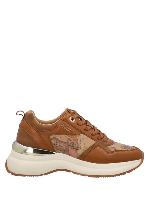 GEO Baskets cuir beige g&eacute;om&eacute;trique - Chaussures Femme