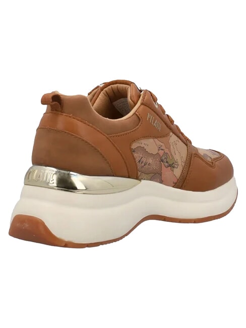 GEO Baskets cuir beige g&eacute;om&eacute;trique - Chaussures Femme