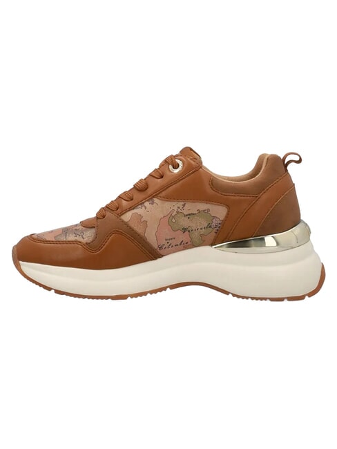 GEO Baskets cuir beige g&eacute;om&eacute;trique - Chaussures Femme