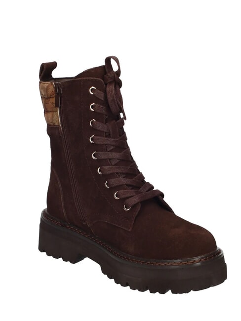 GEO Bottines en cuir &agrave; talons de 5 cm fonc&eacute; - Chaussures Femme