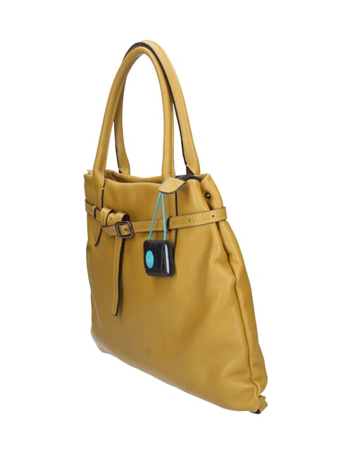 ELIF Pochette en cuir de taille moyenne avec bandouli&egrave;re Miel - Sacs pour Femme