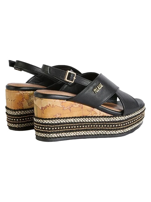 GEO Sandales compens&eacute;es 8 Noir - Chaussures Femme