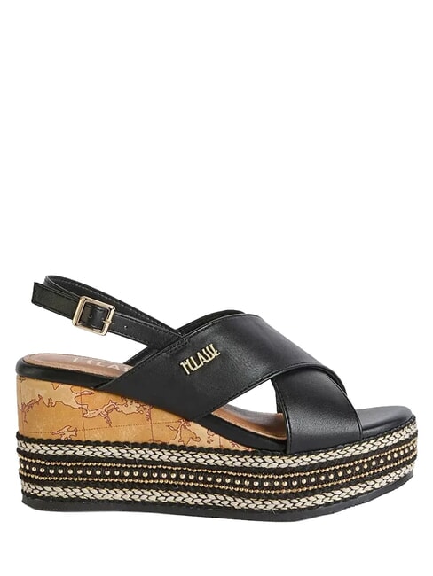 GEO Sandales compens&eacute;es 8 Noir - Chaussures Femme