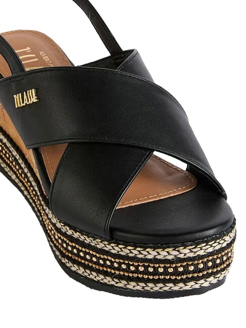 GEO Sandales compens&eacute;es 8 Noir - Chaussures Femme