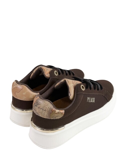 GEO Baskets &agrave; logo marron fonc&eacute;/beige g&eacute;om&eacute;trique - Chaussures Femme