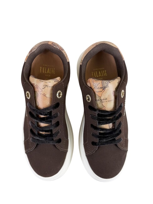 GEO Baskets &agrave; logo marron fonc&eacute;/beige g&eacute;om&eacute;trique - Chaussures Femme