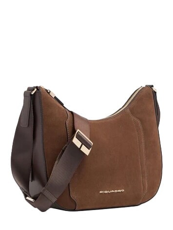 CIRCLE Sac bandouli&egrave;re en cuir daim noyer fonc&eacute; - Sacs pour Femme