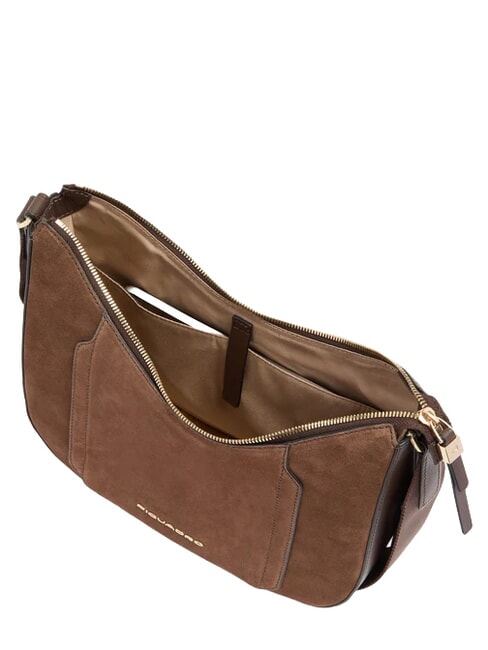 CIRCLE Sac bandouli&egrave;re en cuir daim noyer fonc&eacute; - Sacs pour Femme