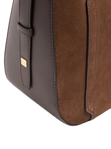 CIRCLE Sac bandouli&egrave;re en cuir daim noyer fonc&eacute; - Sacs pour Femme