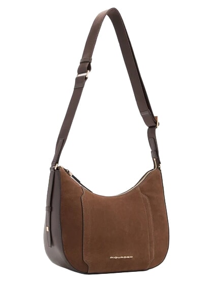 CIRCLE Sac bandouli&egrave;re en cuir daim noyer fonc&eacute; - Sacs pour Femme
