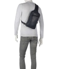 PIQUADRO CRONUS Sac &agrave; dos en cuir &agrave; une &eacute;paule bleu - Sacs &agrave; dos pour ordinateur portable - 4