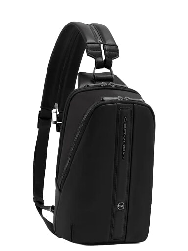VICTOR Sac &agrave; dos en cuir &agrave; une bandouli&egrave;re Noir - Sacs &agrave; dos pour ordinateur portable
