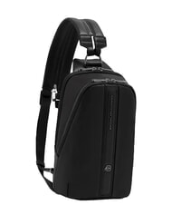 PIQUADRO VICTOR Sac &agrave; dos en cuir &agrave; une bandouli&egrave;re Noir - Sacs &agrave; dos pour ordinateur portable - 2