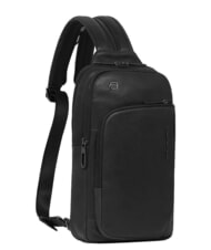 PIQUADRO CRONUS Sac &agrave; dos en cuir &agrave; une &eacute;paule Noir - Sacs &agrave; dos pour ordinateur portable - 2
