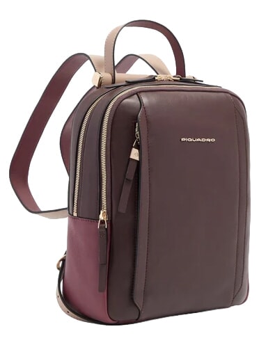 CIRCLE Sac &agrave; dos en cuir bordeaux/rose - Sacs pour Femme