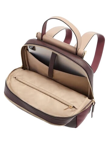 CIRCLE Sac &agrave; dos en cuir bordeaux/rose - Sacs pour Femme