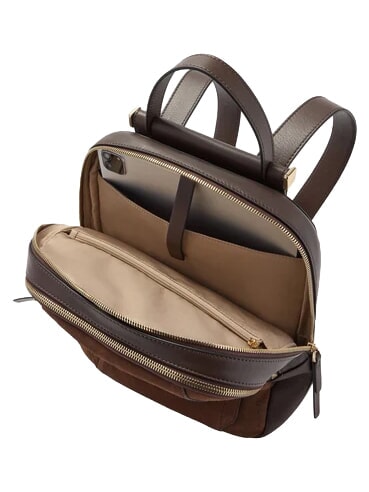 CIRCLE Sac &agrave; dos en cuir daim noyer fonc&eacute; - Sacs pour Femme