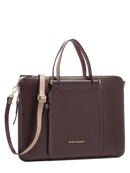 CIRCLE Sacoche pour ordinateur portable 14" en cuir bordeaux/rose - Porte Documents Travail