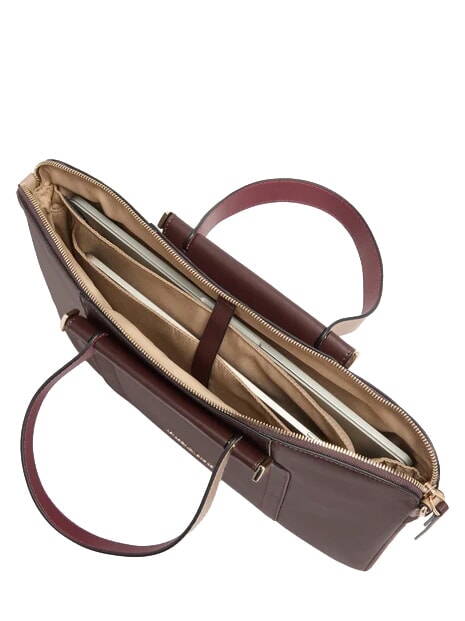 CIRCLE Sacoche pour ordinateur portable 14" en cuir bordeaux/rose - Porte Documents Travail