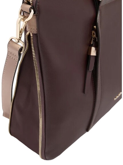 CIRCLE Sacoche pour ordinateur portable 14" en cuir bordeaux/rose - Porte Documents Travail