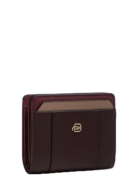 CIRCLE Portefeuille compact en cuir bordeaux/rose - Portefeuilles Femme