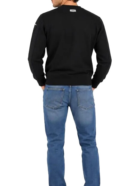 CROSBY Sweat-shirt &agrave; col rond avec logo noir - Pulls pour hommes