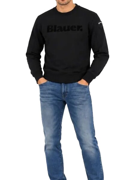 CROSBY Sweat-shirt &agrave; col rond avec logo noir - Pulls pour hommes