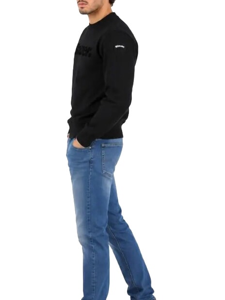 CROSBY Sweat-shirt &agrave; col rond avec logo noir - Pulls pour hommes