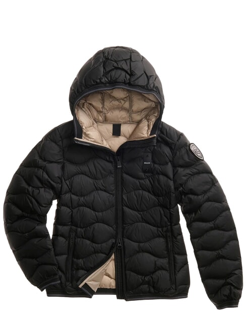 CAMELIA veste courte rembourr&eacute;e de plumes int&eacute;rieur beige noir 301 - Doudounes femme