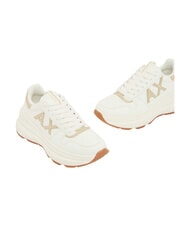 ARMANI EXCHANGE NIKY Baskets blanc cass&eacute; + or p&acirc;le - Chaussures Femme - 5