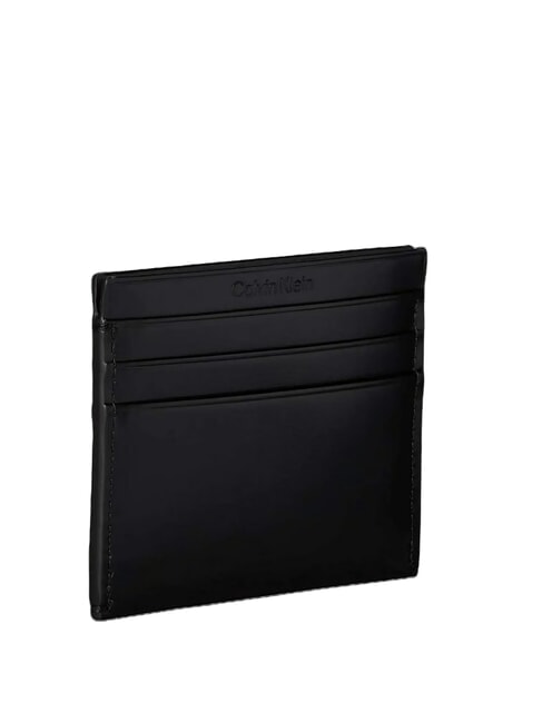 CK porte-cartes en cuir plat sur noir - Portefeuilles Femme