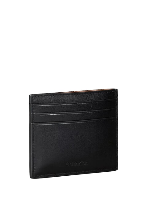 BOLD CK SUEDE porte-cartes en cuir plat sur noir - Portefeuilles Homme