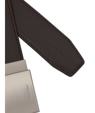 CALVIN KLEIN DRESS PLAQUE ceinture en cuir brun fonc&eacute; / nickel bross&eacute; - Ceintures - 2
