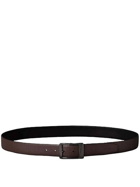 RECTANGULAR Ceinture r&eacute;versible en cuir noir / marron fonc&eacute; / mat - Ceintures